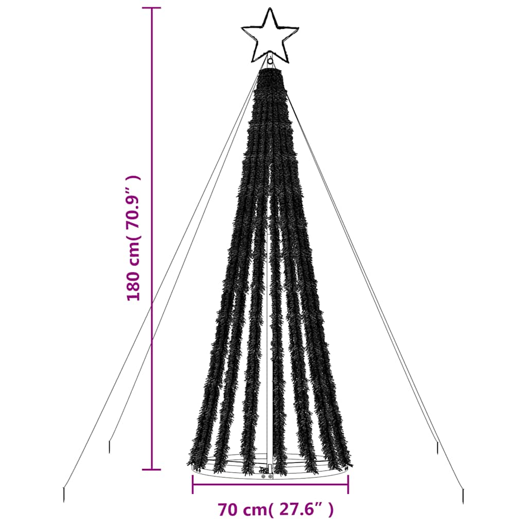 Juletre lyskjegle 275 LED fargerik 180 cm