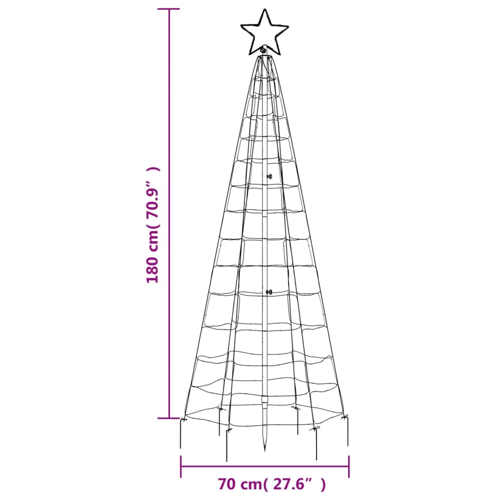 Juletre lyskjegle med pigger 220 LED blå 180 cm