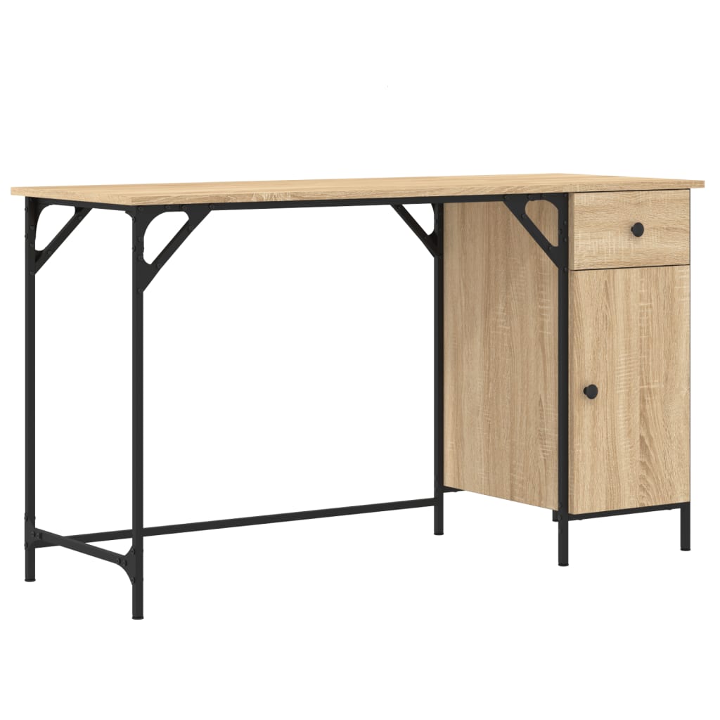Skrivebord sonoma eik 131x48x75 cm konstruert tre