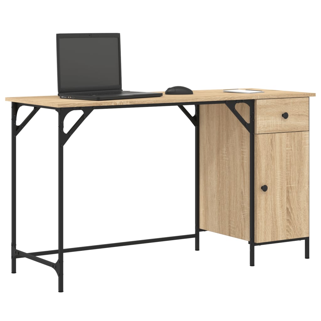 Skrivebord sonoma eik 131x48x75 cm konstruert tre