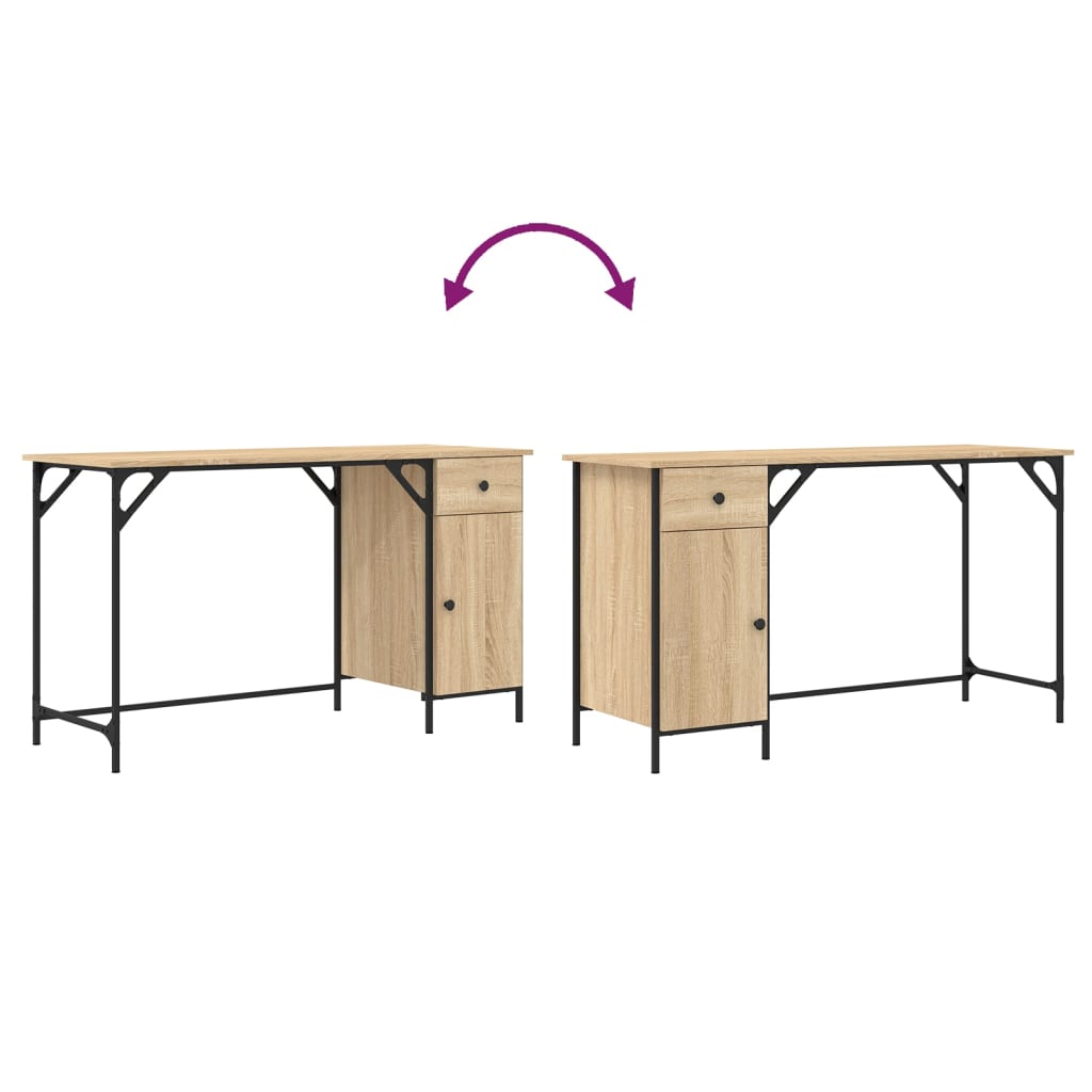 Skrivebord sonoma eik 131x48x75 cm konstruert tre