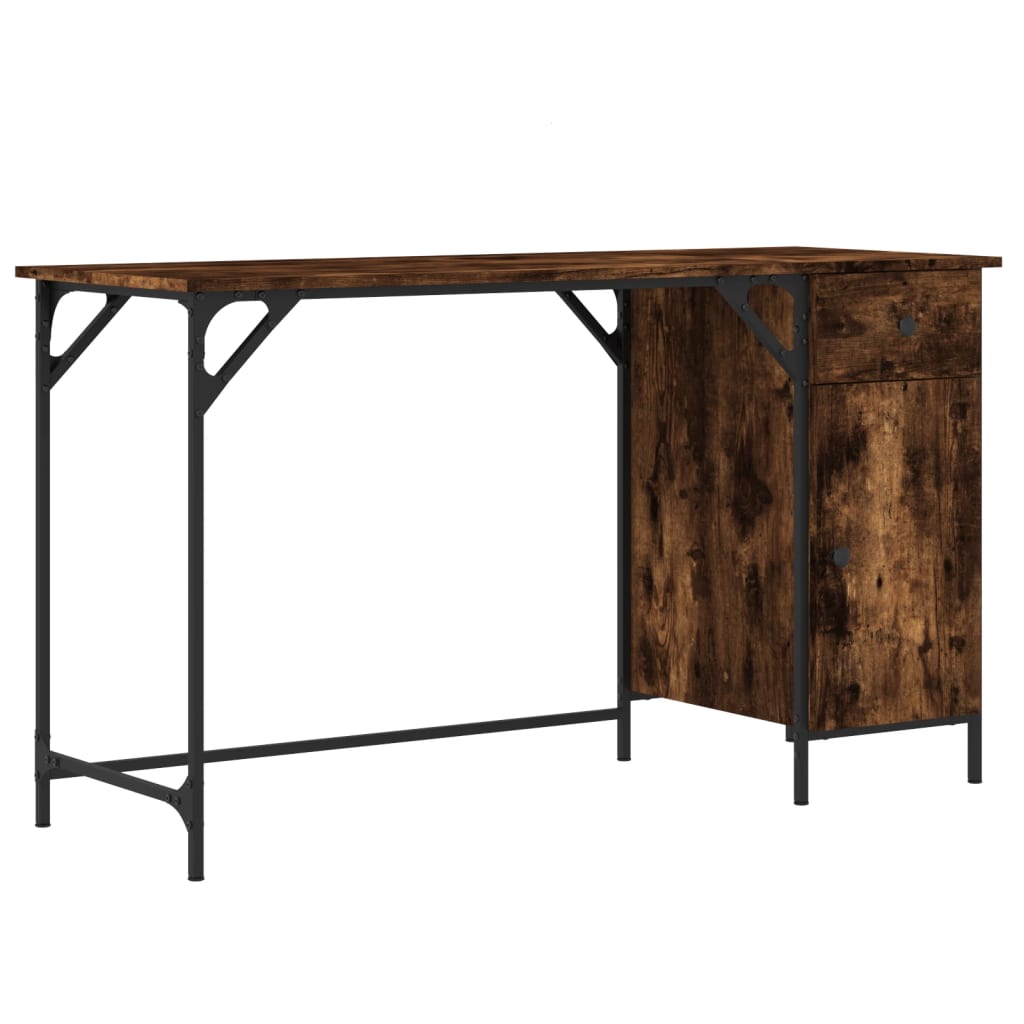 Skrivebord røkt eik 131x48x75 cm konstruert tre