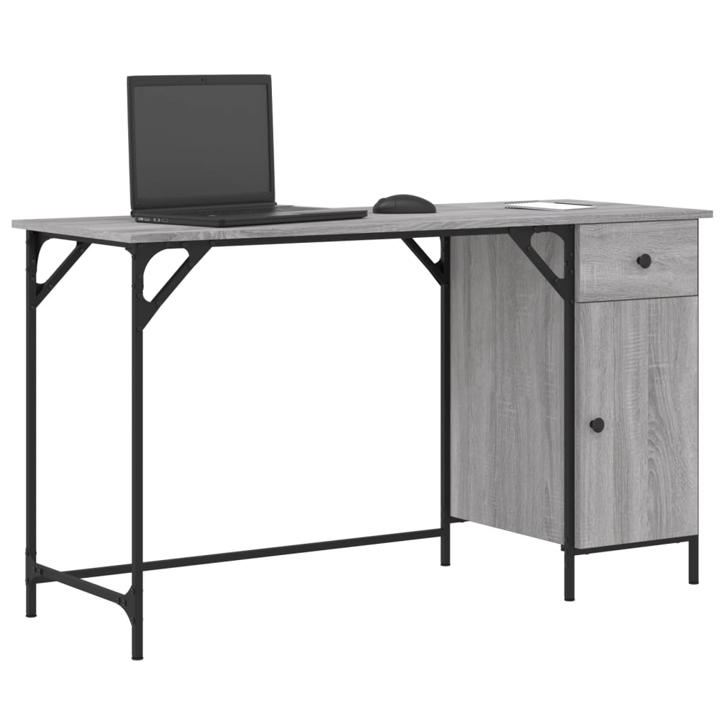 Skrivebord grå sonoma 131x48x75 cm konstruert tre