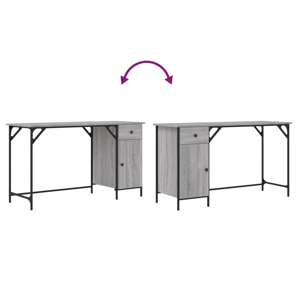 Skrivebord grå sonoma 131x48x75 cm konstruert tre