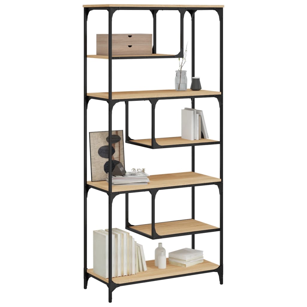 Bokhylle sonoma eik 81x36x176 cm konstruert tre