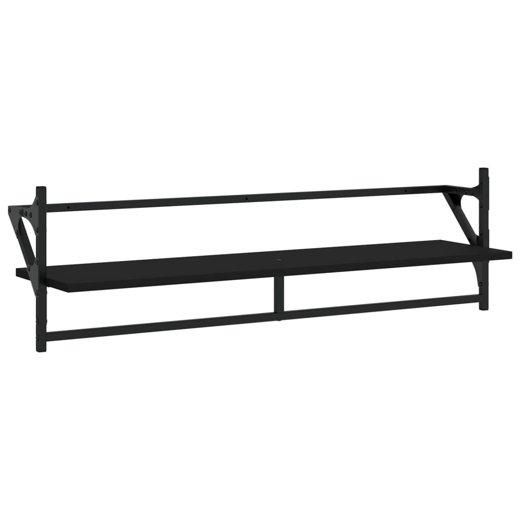 Vegghyller med stenger 2 stk svart 100x25x30 cm