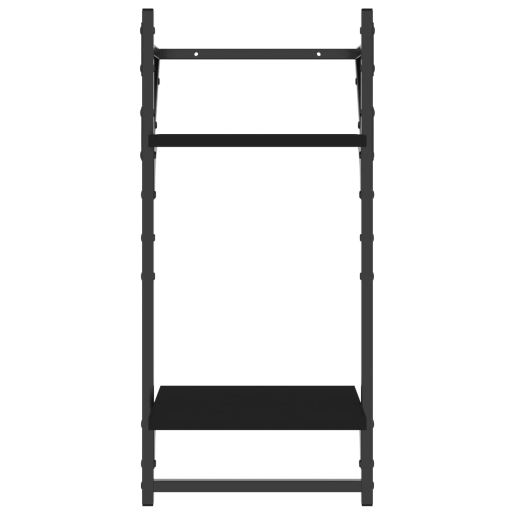Vegghyller med 2 hyller stenger 2 stk svart 30x25x65 cm