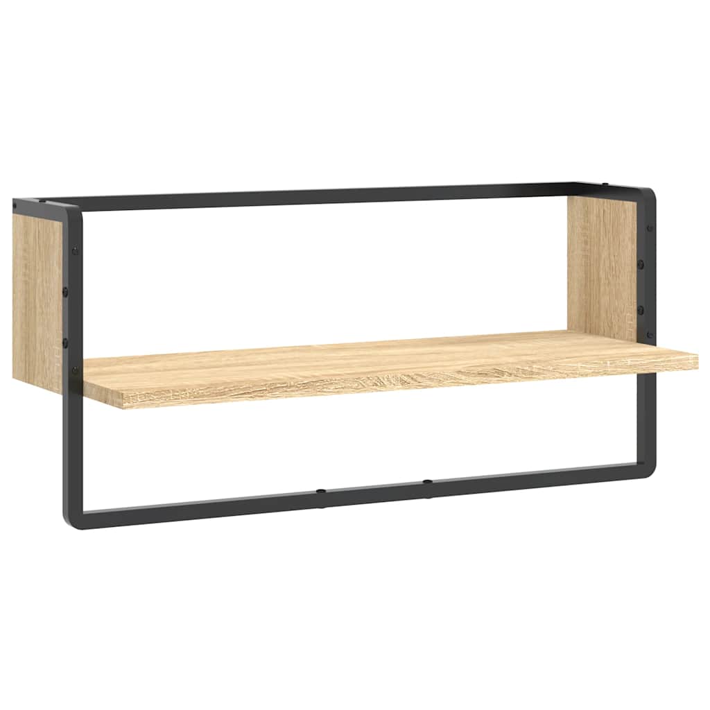 Vegghylle med stang sonoma eik 65x25x30 cm