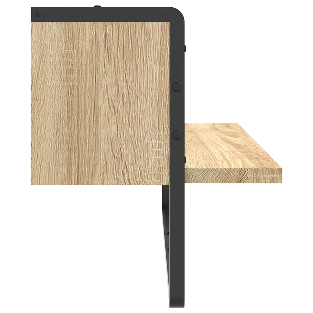 Vegghylle med stang sonoma eik 65x25x30 cm