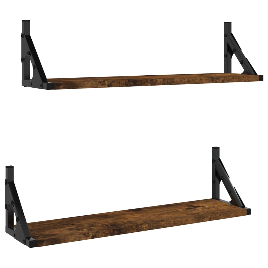 Vegghyller 2 stk røkt eik 60x15x15,5 cm