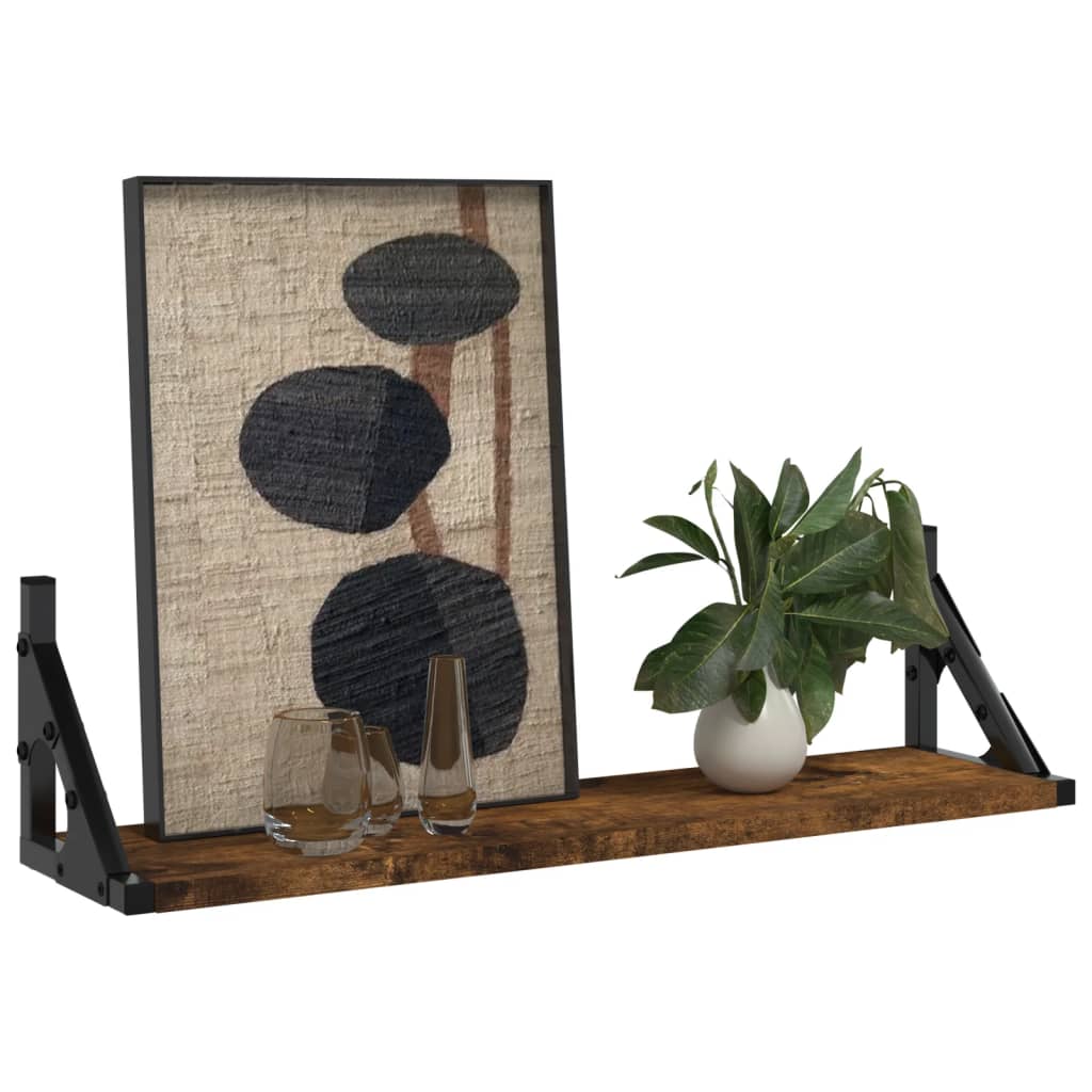 Vegghyller 2 stk røkt eik 60x15x15,5 cm