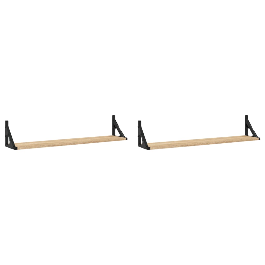 Vegghyller 2 stk Sonoma eik 80x15x15,5 cm konstruert tre