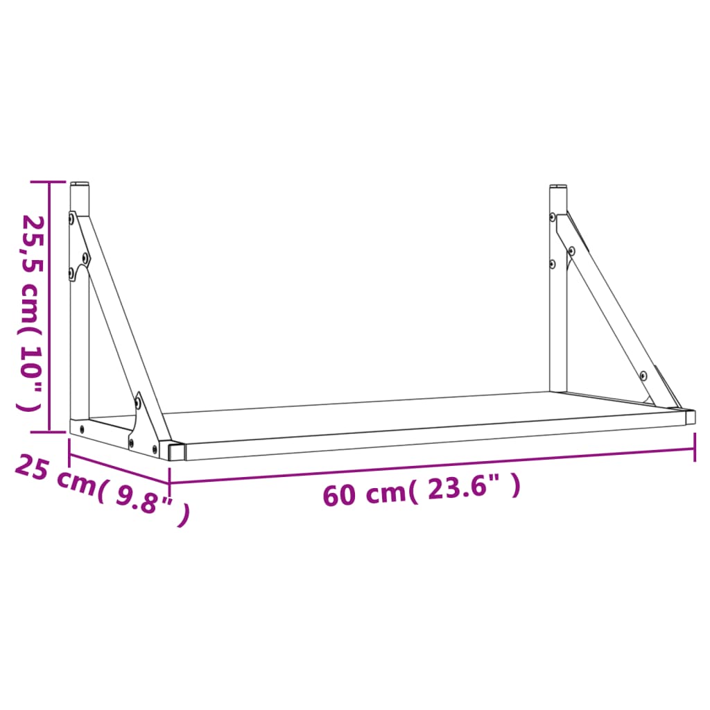 Veggskap 2 stk svart 60x25x25,5 cm konstruert tre