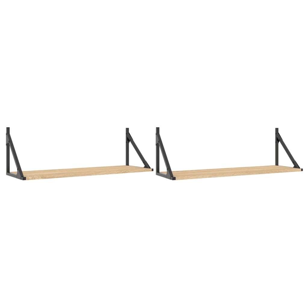 Vegghyller 2 stk Sonoma eik 80x25x25,5 cm konstruert tre