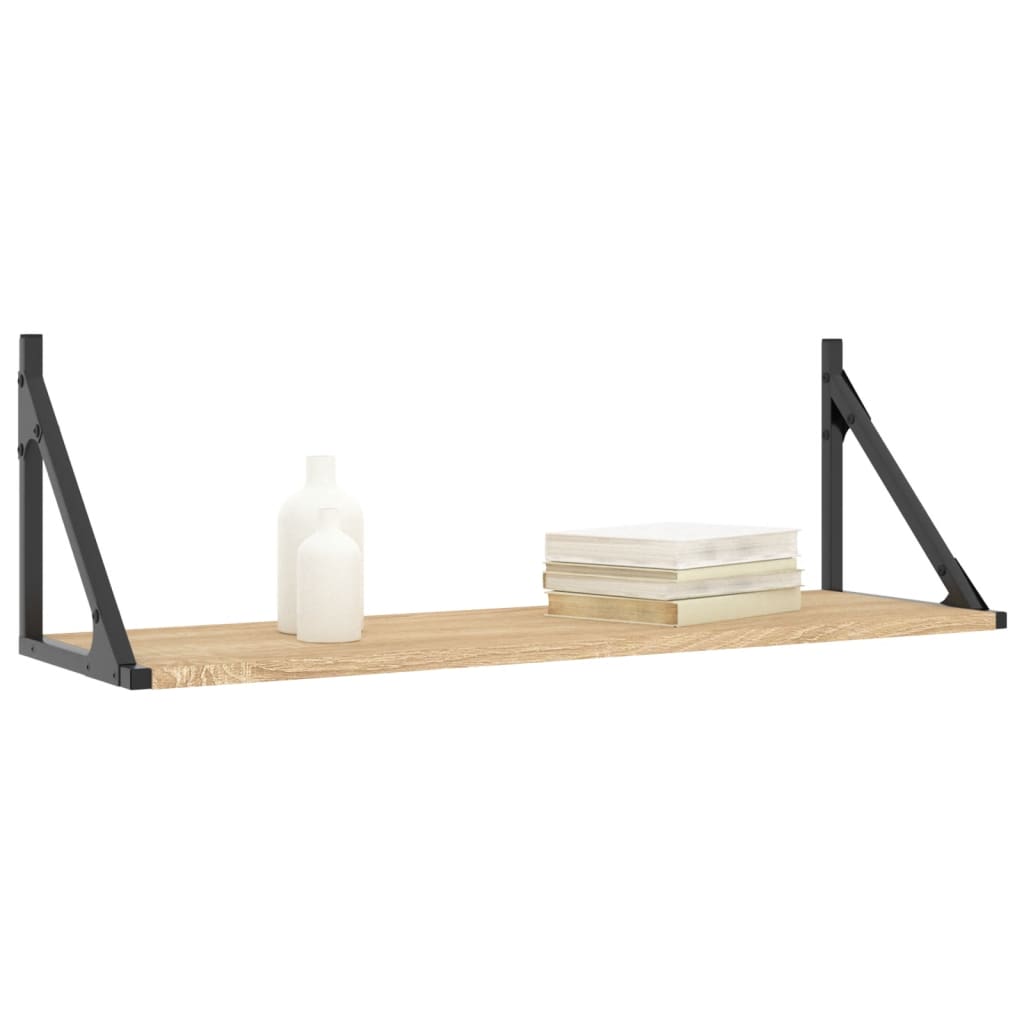 Vegghyller 2 stk Sonoma eik 80x25x25,5 cm konstruert tre