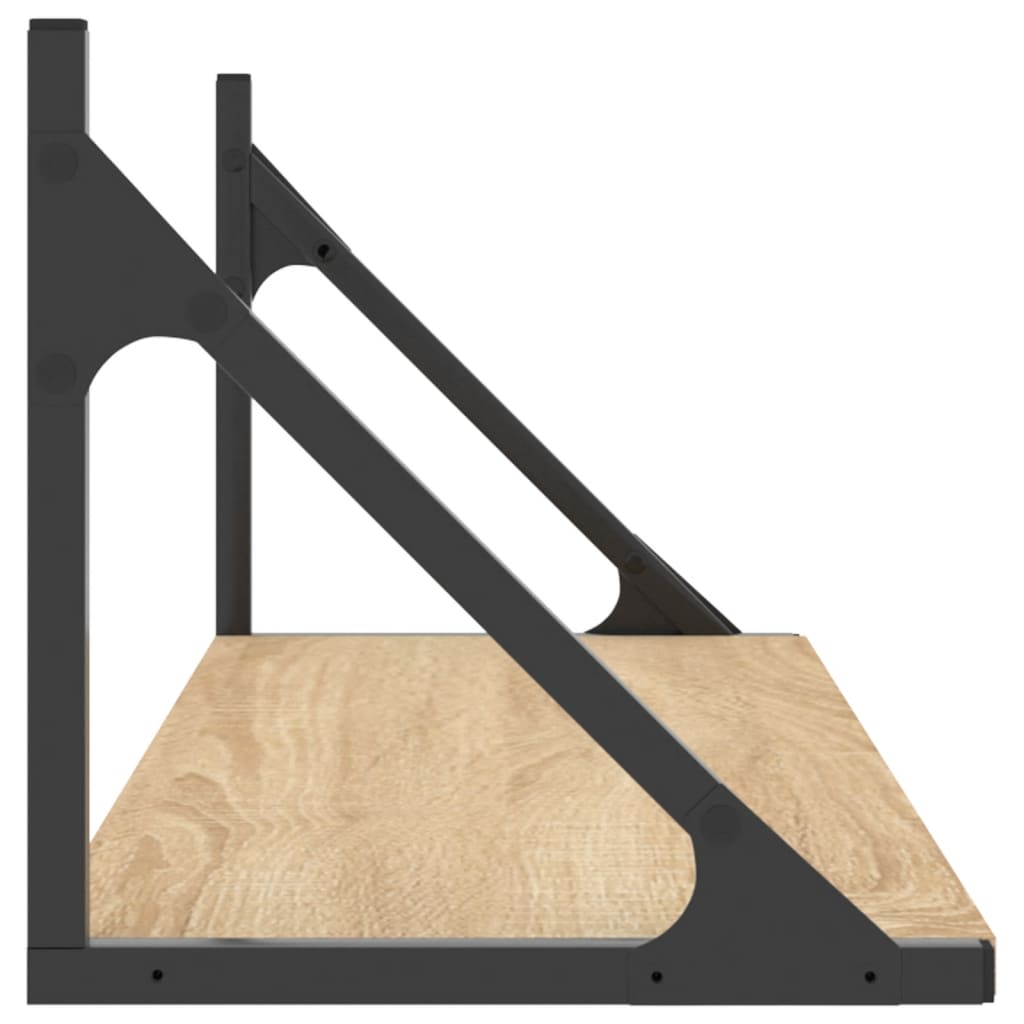 Vegghyller 2 stk Sonoma eik 80x25x25,5 cm konstruert tre