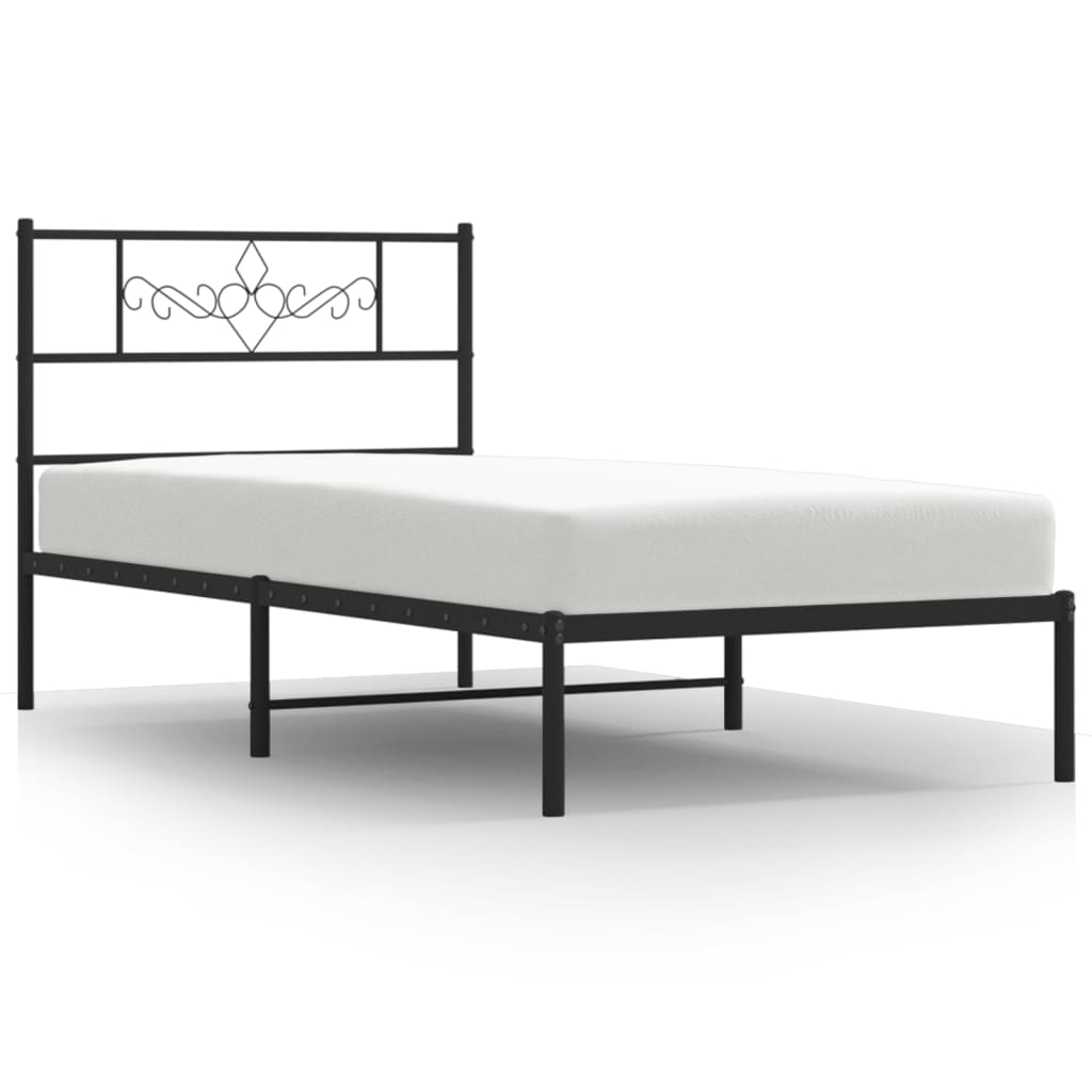 Sengeramme i metall med hodegavl svart 90x190 cm vidaXL