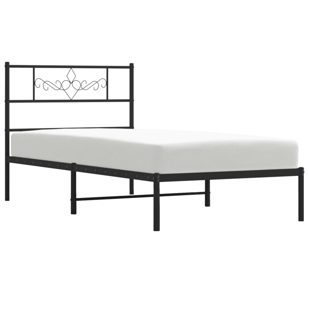 Sengeramme i metall med hodegavl svart 90x200 cm