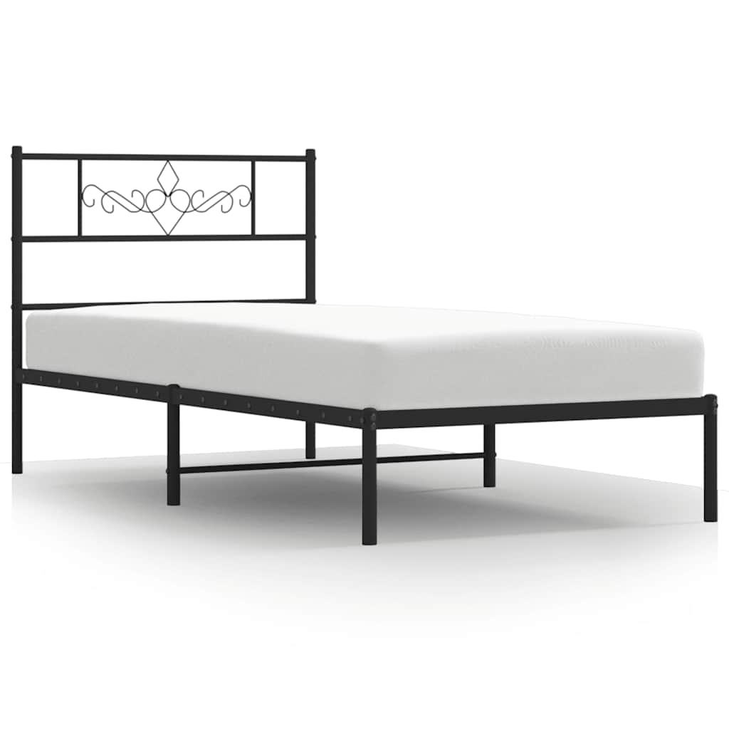 Sengeramme i metall med hodegavl svart 100x190 cm
