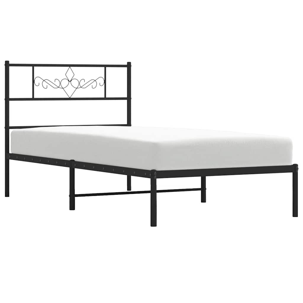 Sengeramme i metall med hodegavl svart 100x190 cm