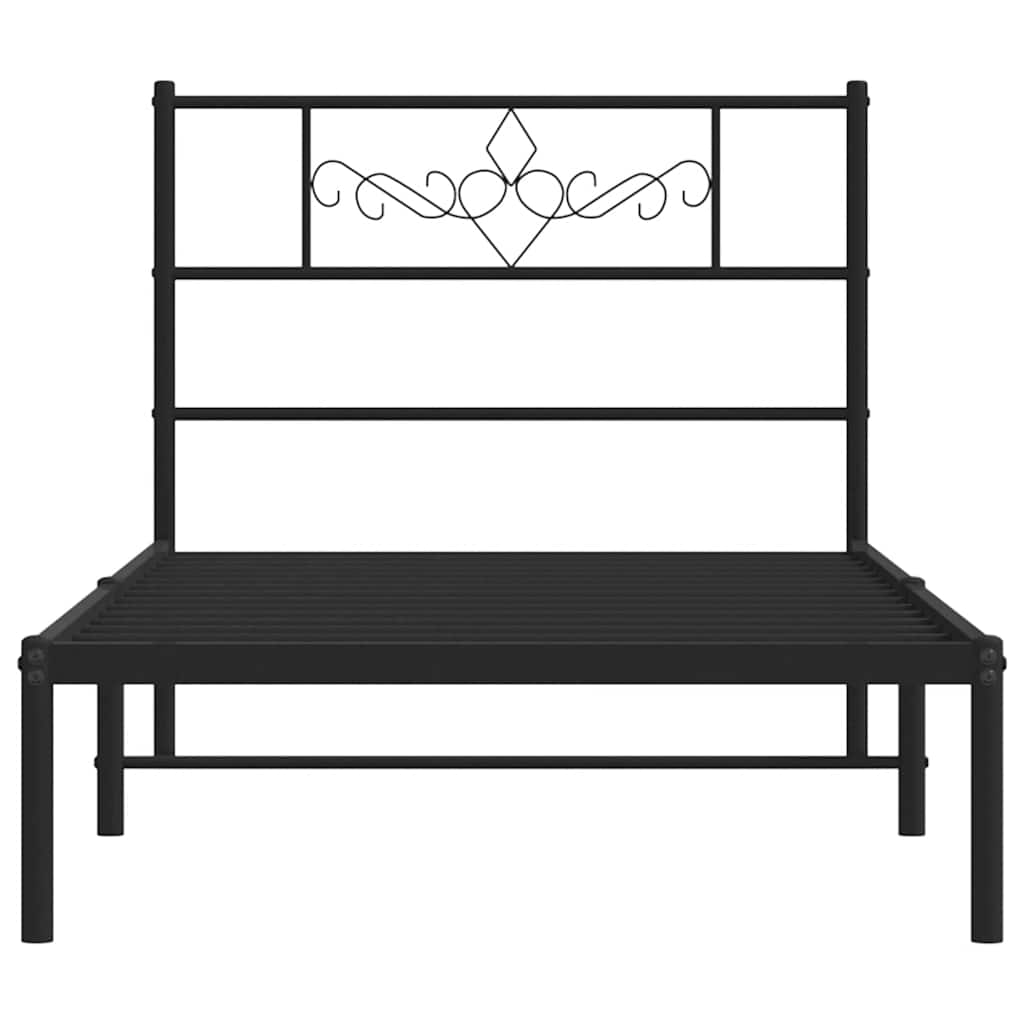 Sengeramme i metall med hodegavl svart 100x190 cm