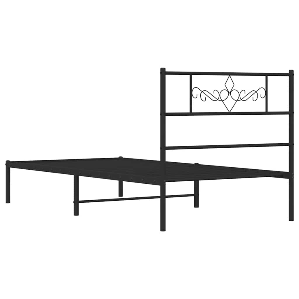 Sengeramme i metall med hodegavl svart 100x190 cm