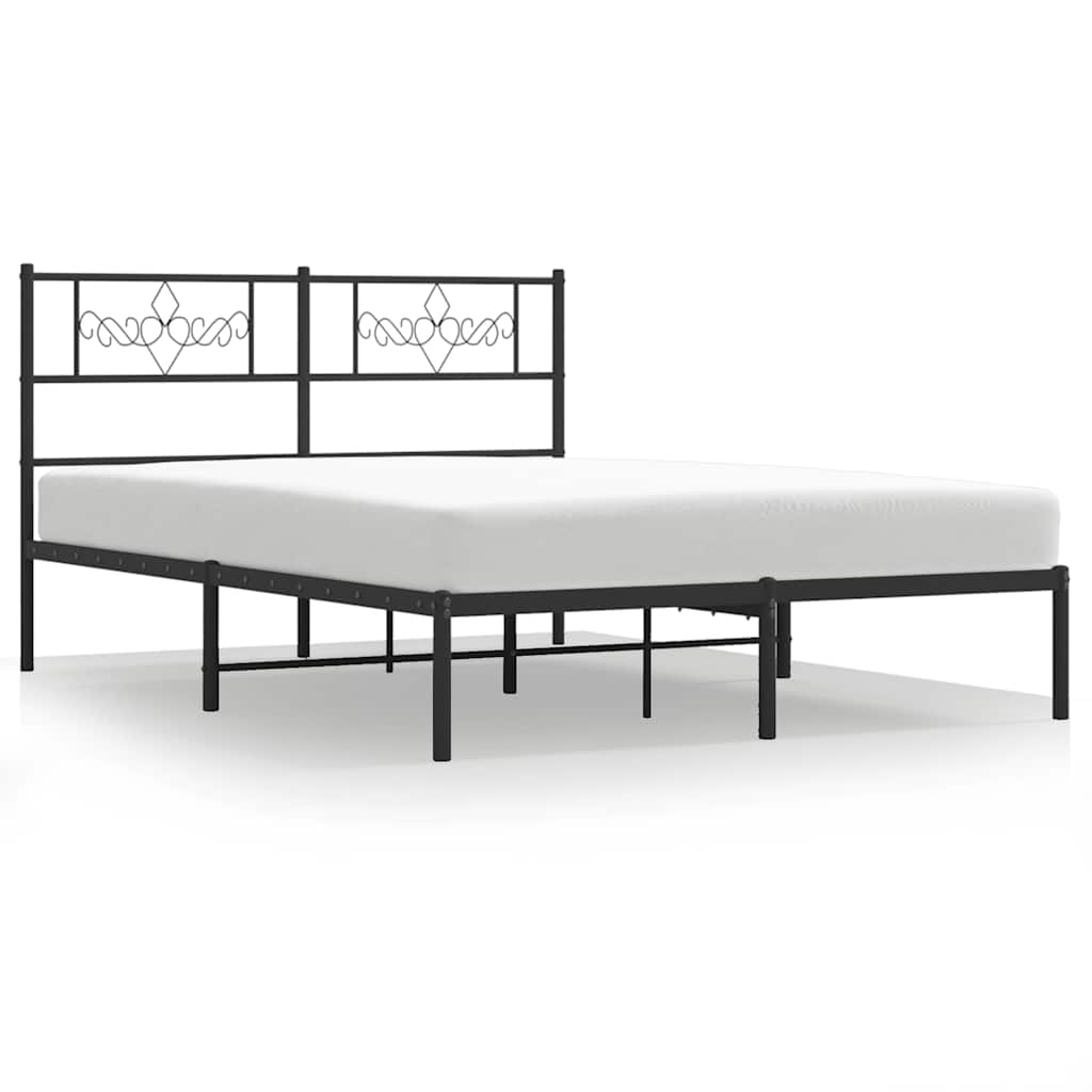 Sengeramme i metall med hodegavl svart 135x190 cm