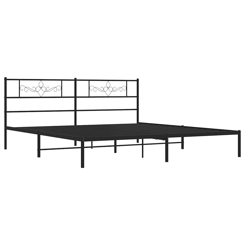 Sengeramme i metall med sengegavl svart 183x213 cm