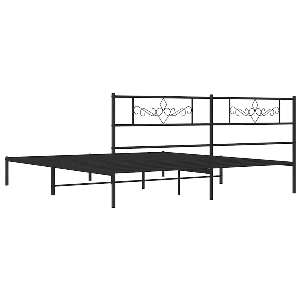 Sengeramme i metall med sengegavl svart 183x213 cm