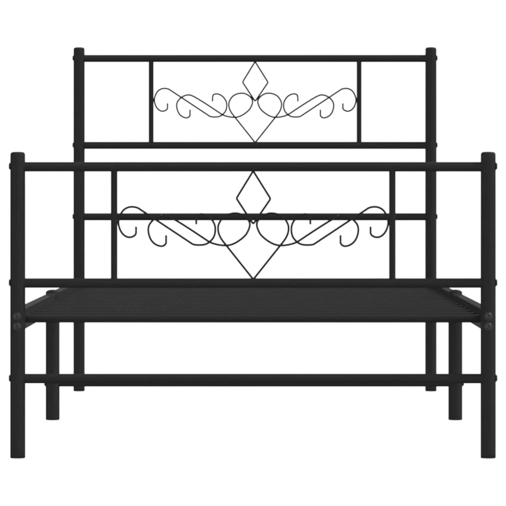 Sengeramme i metall med hode- og fotgavl svart 80x200 cm