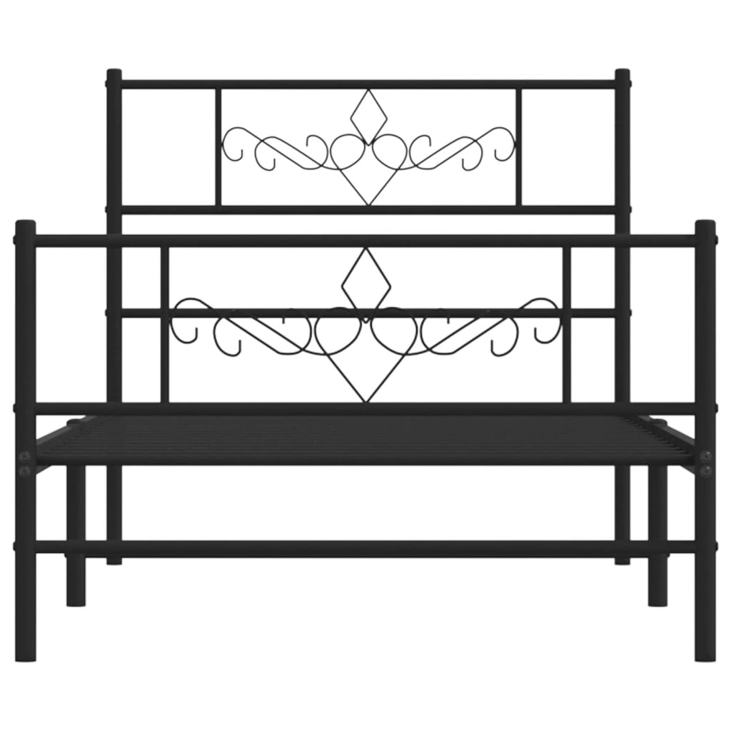 Sengeramme i metall med hode- og fotgavl svart 90x190 cm vidaXL