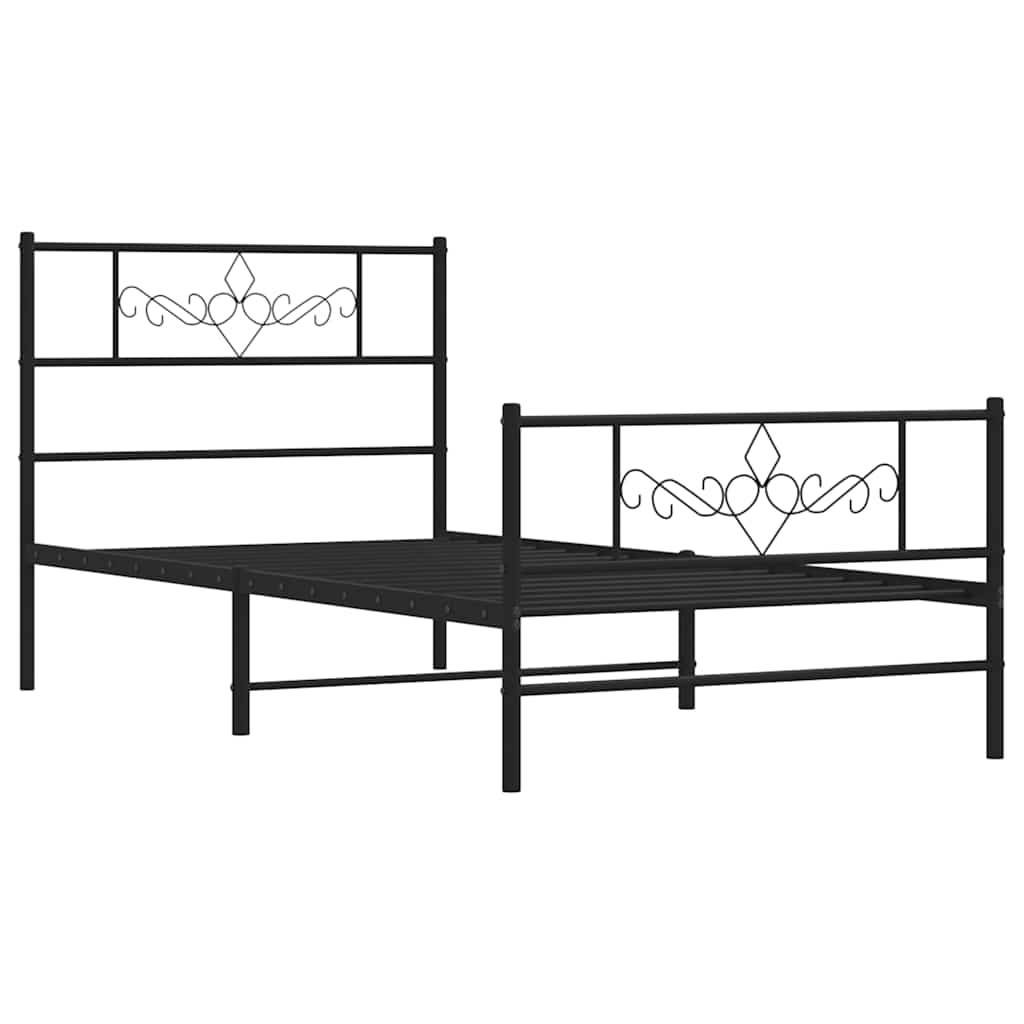 Sengeramme i metall med hode- og fotgavl svart 100x190 cm vidaXL