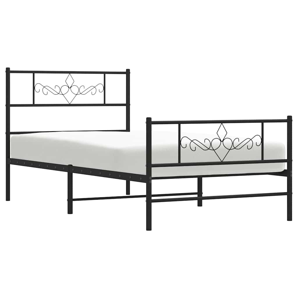 Sengeramme i metall med hode- og fotgavl svart 100x200 cm vidaXL