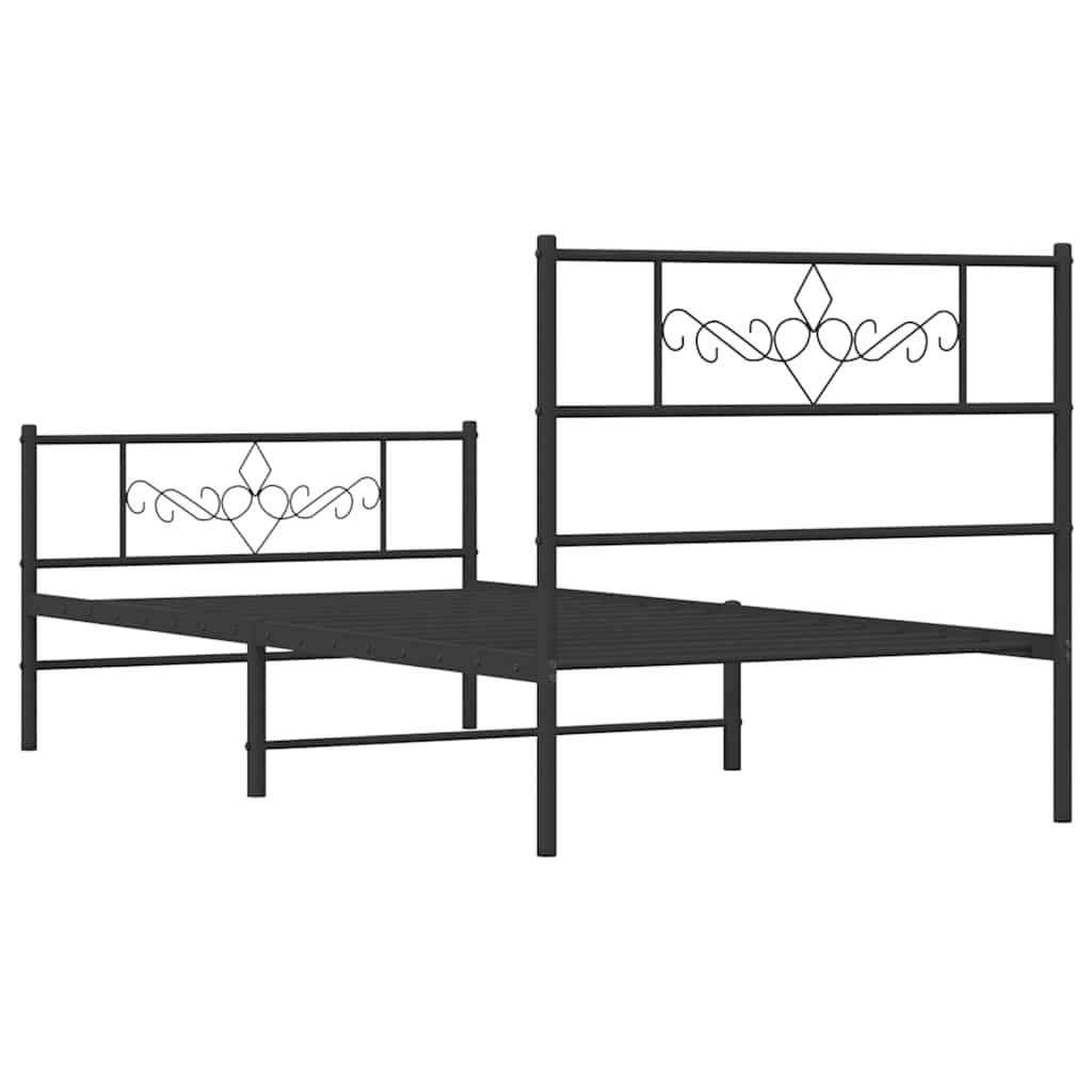 Sengeramme i metall med hode- og fotgavl svart 100x200 cm vidaXL