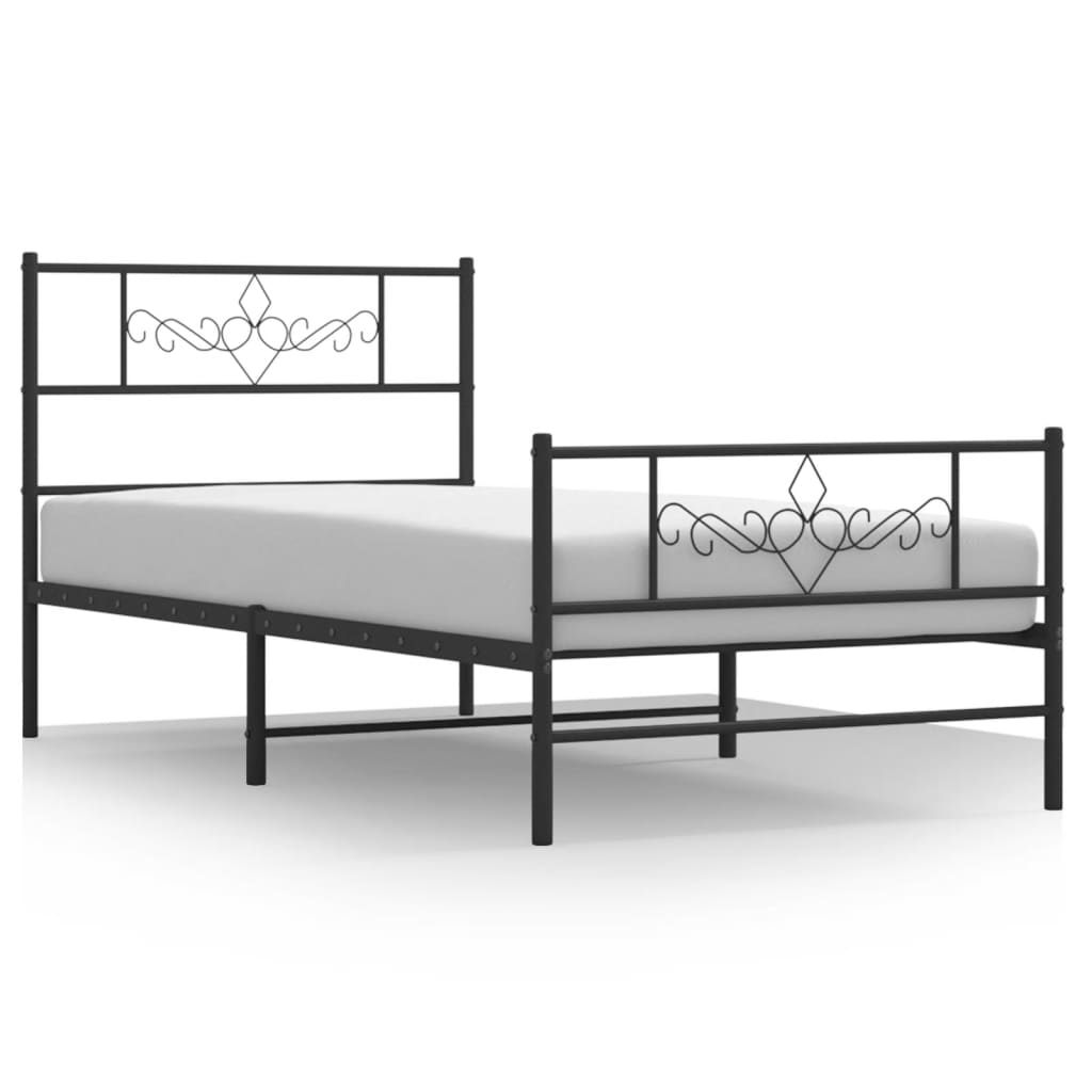 Sengeramme i metall med hode- og fotgavl svart 107x203 cm vidaXL