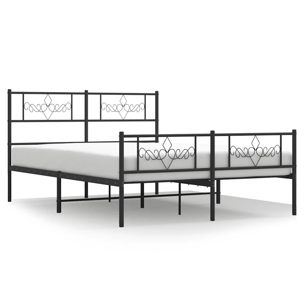 Sengeramme i metall med hode- og fotgavl svart 135x190 cm