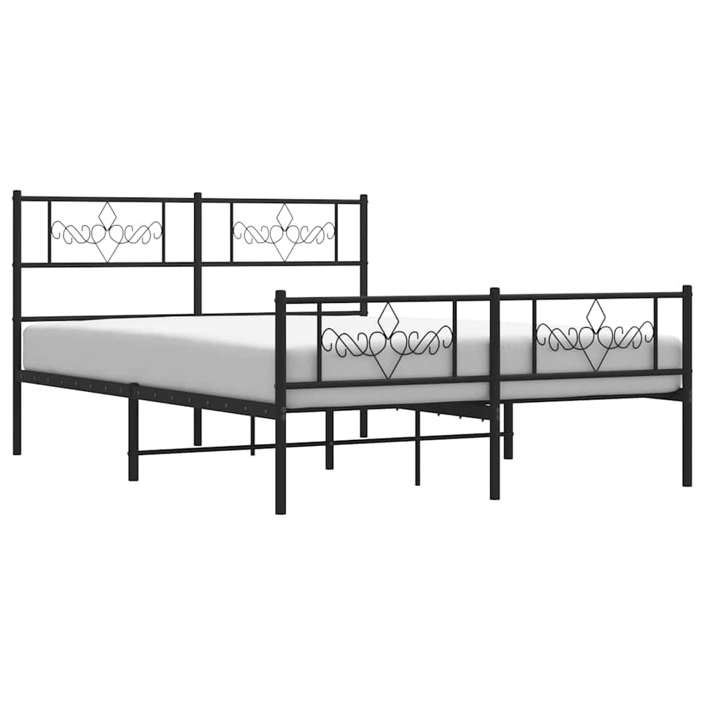 Sengeramme i metall med hode- og fotgavl svart 135x190 cm