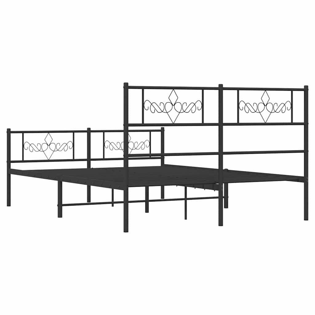 Sengeramme i metall med hode- og fotgavl svart 135x190 cm