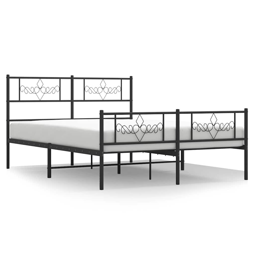 Sengeramme i metall med hode- og fotgavl svart 150x200 cm vidaXL