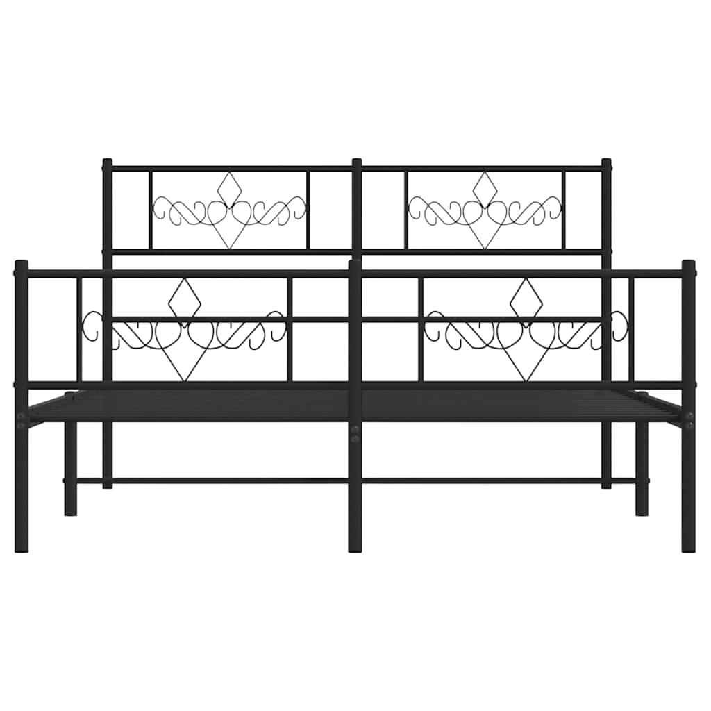 Sengeramme i metall med hode- og fotgavl svart 150x200 cm vidaXL