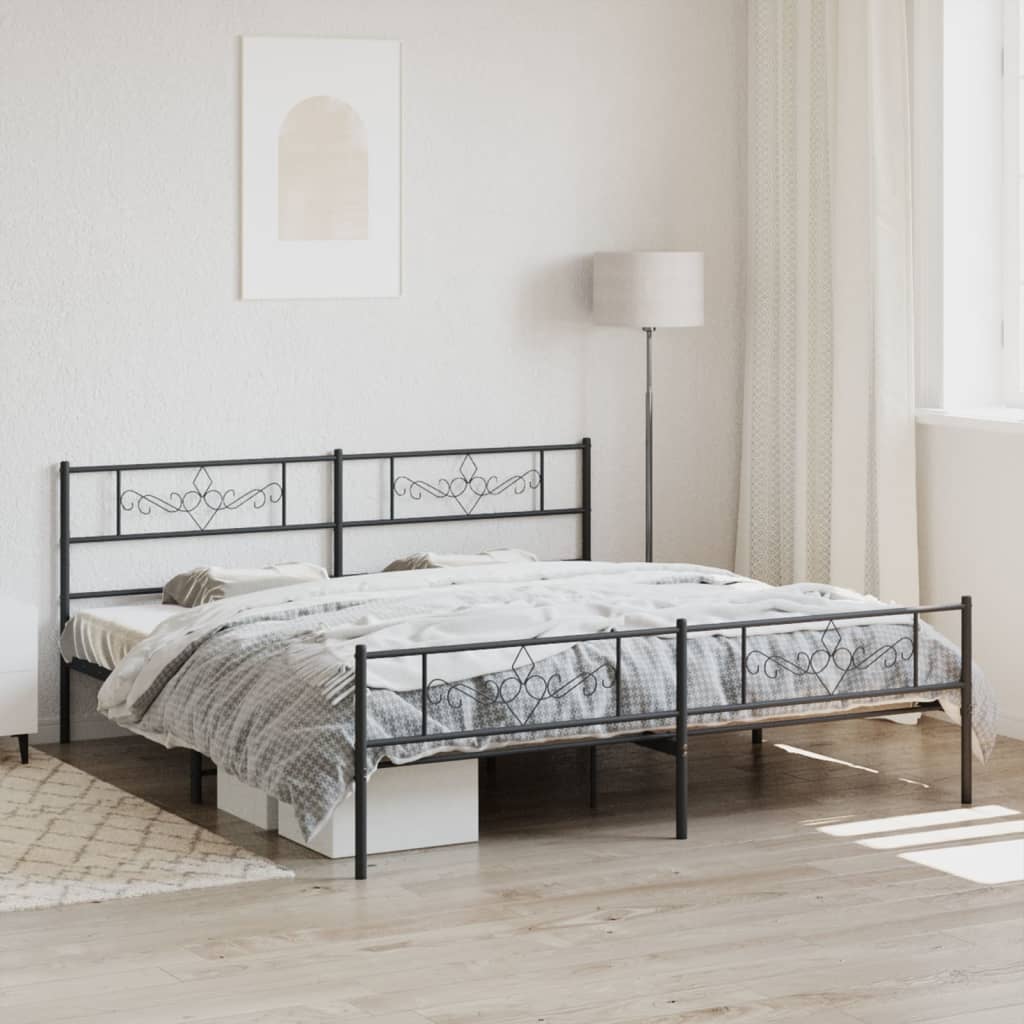 Sengeramme i metall uten madrass med fotgavl svart 180x200 cm vidaXL