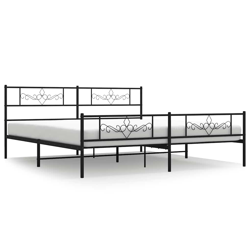 Sengeramme i metall med hode- og fotgavl svart 183x213 cm