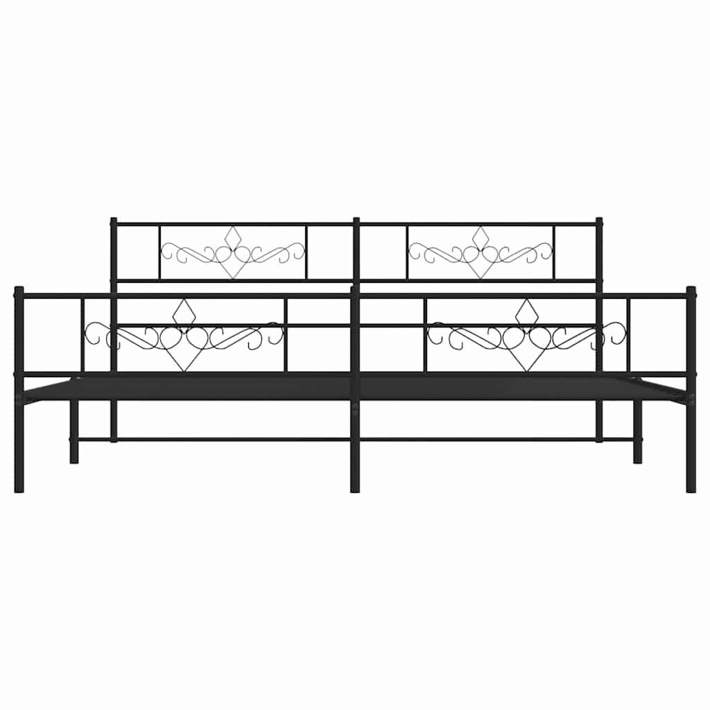 Sengeramme i metall med hode- og fotgavl svart 183x213 cm