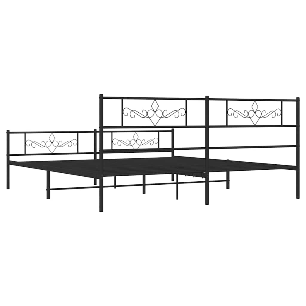 Sengeramme i metall med hode- og fotgavl svart 183x213 cm