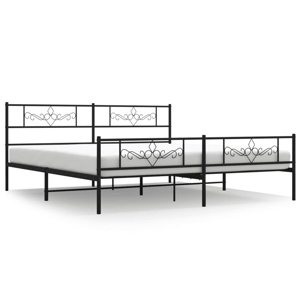 Sengeramme i metall med hode- og fotgavl svart 200x200 cm vidaXL