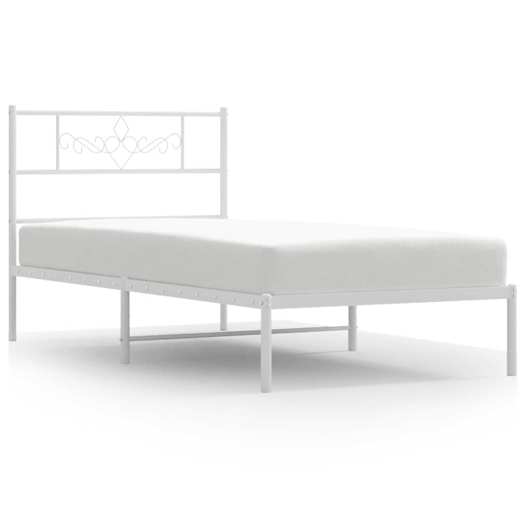 Sengeramme i metall med hodegavl hvit 100x190 cm