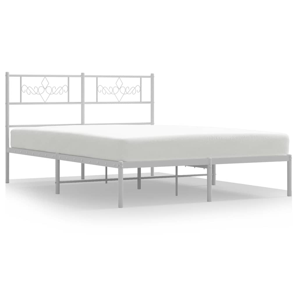 Sengeramme i metall med hodegavl hvit 135x190 cm