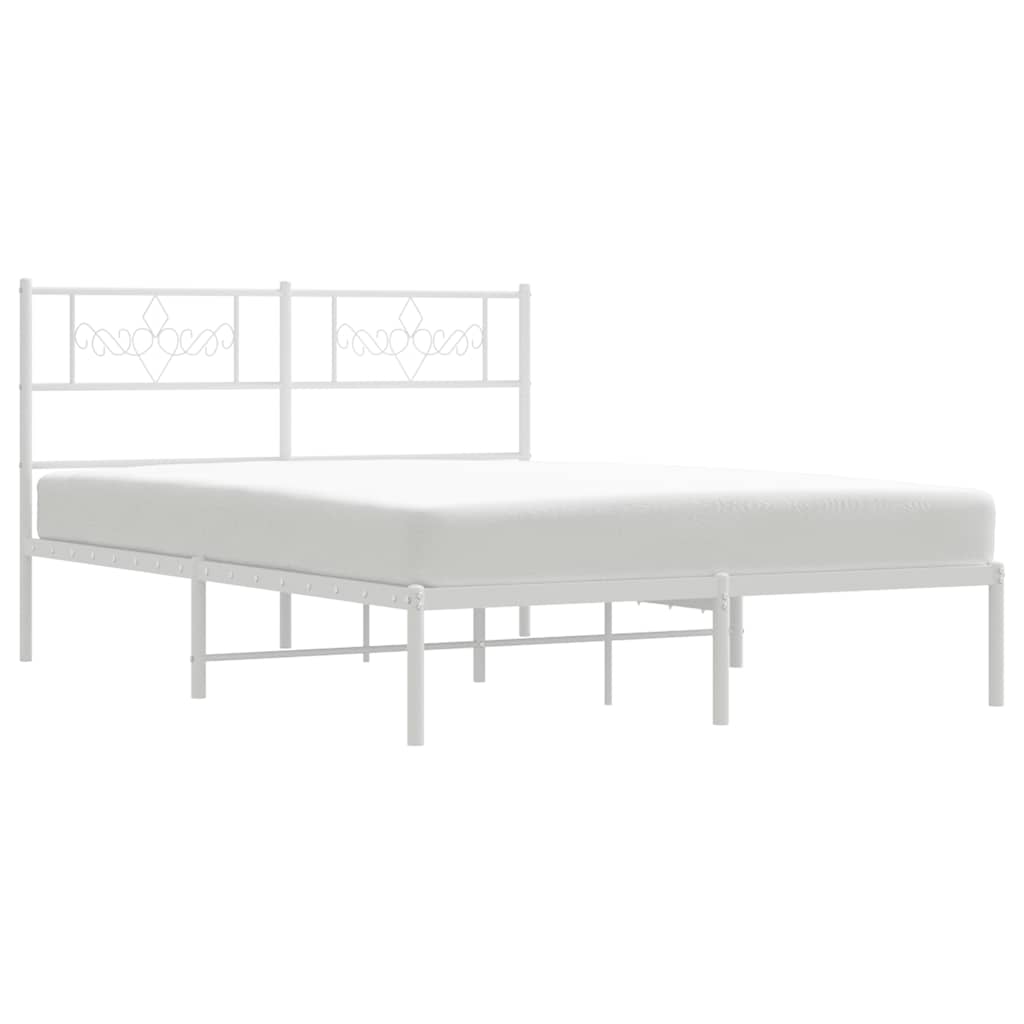 Sengeramme i metall med hodegavl hvit 135x190 cm