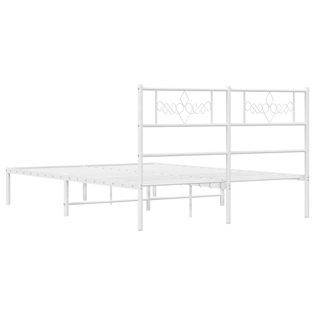 Sengeramme i metall med hodegavl hvit 135x190 cm