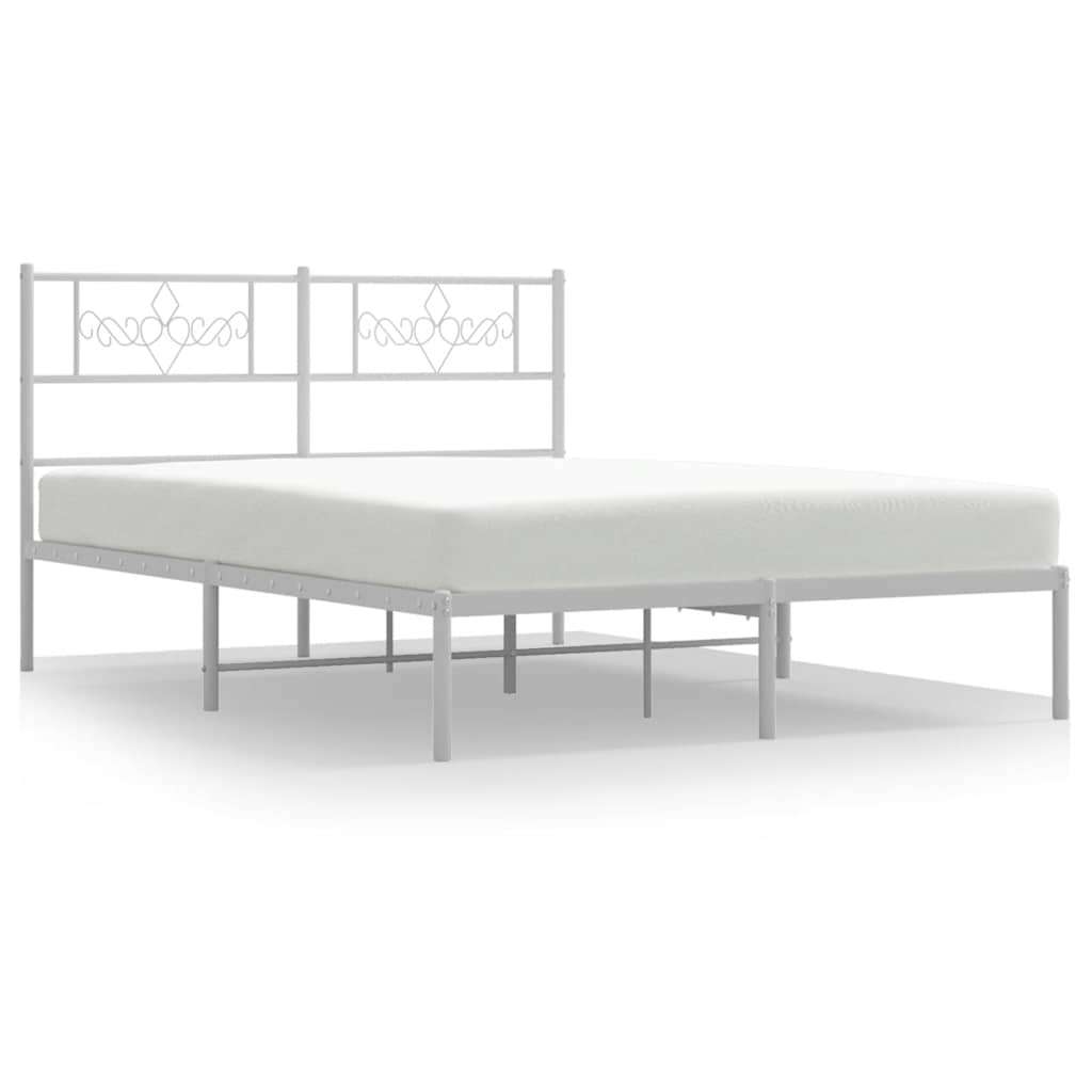 Sengeramme i metall med sengegavl hvit 150x200 cm